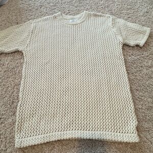 ARITZIA TNA Women's Ponderosa T-Shirt Short Sleeve Crotchet White Size S